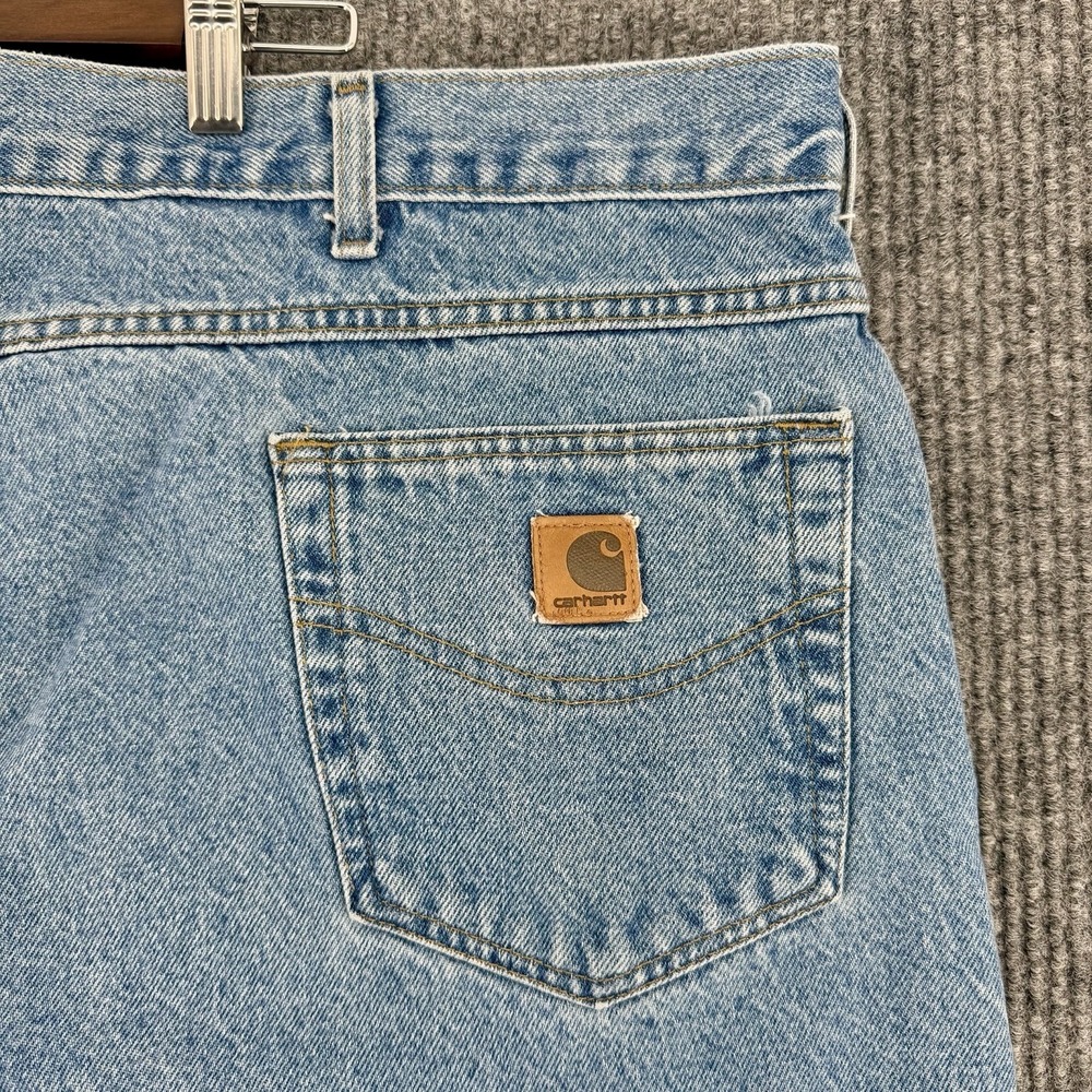 Carhartt Jeans Mens 48x30 Loose Fit Workwear Denim‎ Carpenter Light Wash - Picture 4 of 10